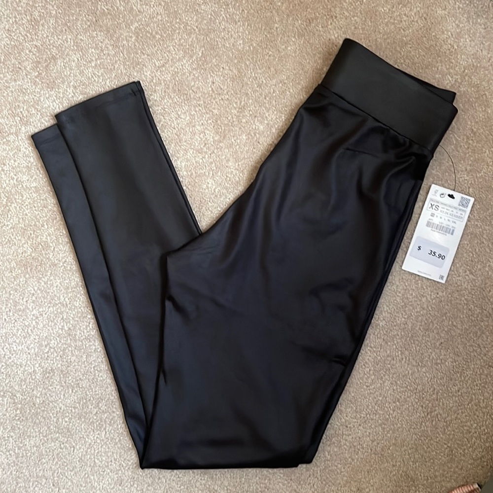 Zara shiny black leggings